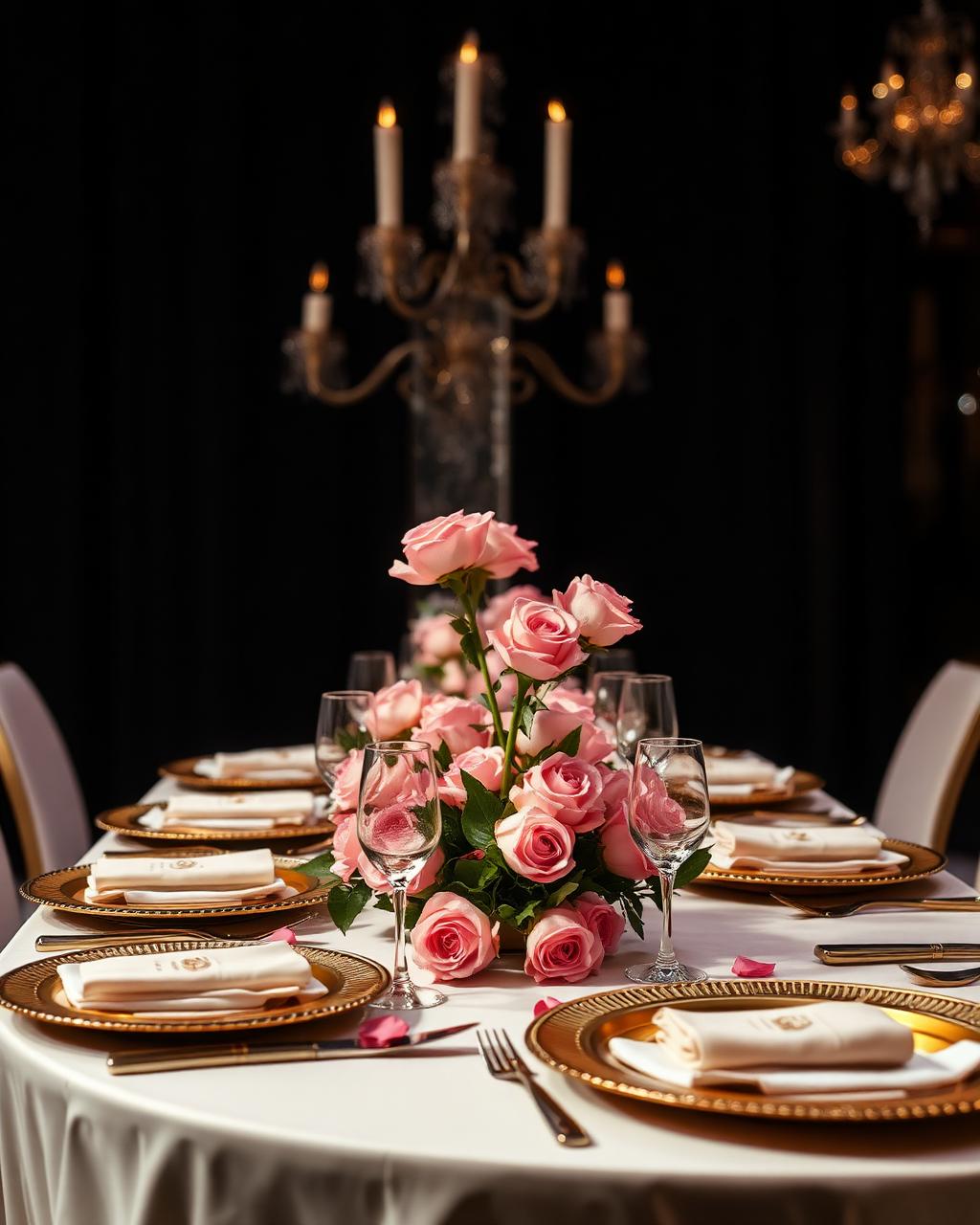 Rose & gold wedding dinner